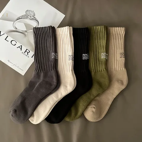 Herren Sportsocken Frotteesohle Wadenhoch Atmungsaktiv Baumwolle Buchstaben Druck Socken Für Laufen Training Alltag Einfarbig