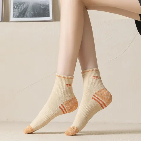 Professionelle Verdickte Frotteesohle Sportsocken Für Damen Herbst Winter Mittelhoch Laufen Badminton Tennis Socken Baumwollmischung Sport Socken