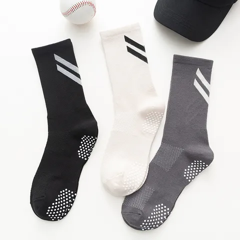 Herren Baumwolle Anti-Rutsch Wadenhohe Sportsocken Gestreift Atmungsaktiv Athletische Laufsocken Für Fitnessstudio Training Basketball