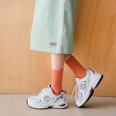Calze da Donna Carine Stile Giapponese Ricamate con Frutta Comode Traspiranti in Cotone Arricciate per Uso Quotidiano Casual