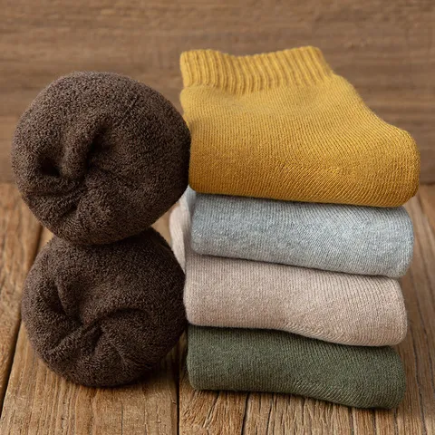 Herren Casual Baumwolle Socken Verdickter Frottier Wadenlang Socken Einfarbig Warm Geruchshemmend Socken Für Herbst Winter Alltäglich