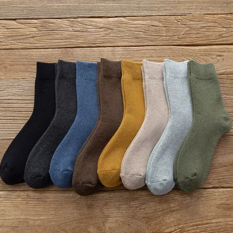 Herren Casual Baumwolle Socken Verdickter Frottier Wadenlang Socken Einfarbig Warm Geruchshemmend Socken Für Herbst Winter Alltäglich