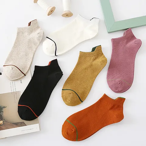 Damen Japanischer Stil Baumwolle Kurzsocken Füßlinge Einfarbig Lässig Unsichtbare Ankle Socken Mit Fersenschlaufe Komfortable Atmungsaktive Socken