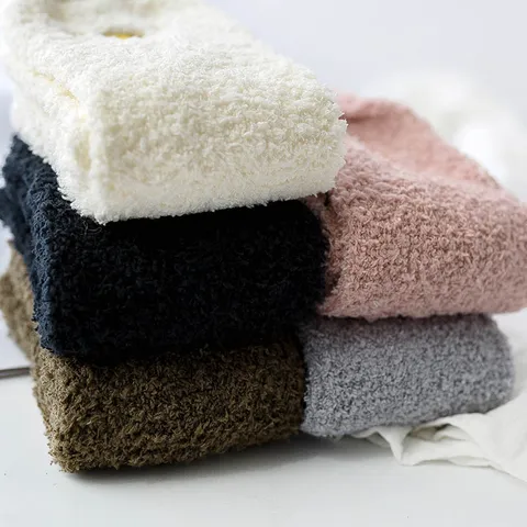 Women Thick Coral Fleece Floor Socks Cute Cartoon Cat Embroidered Heart Japanese Style Cozy Warm Home Terry Towel Socks