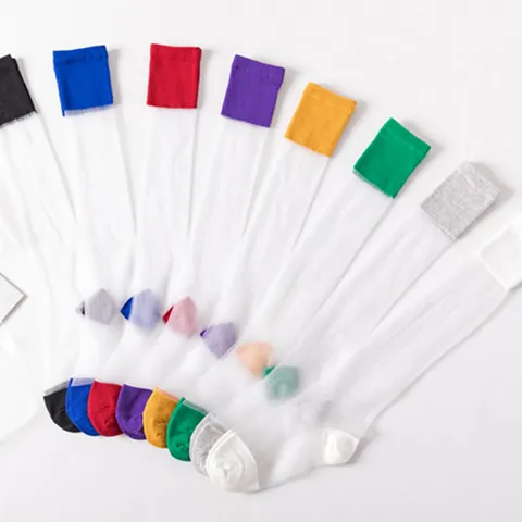 Damen Transparent Glasseide Wadenstrümpfe Süß Farbblock Gestreift Dünn Atmungsaktiv Streetwear Stil Alltag Socken