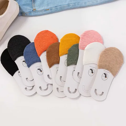 Japanischer Stil Dünne Baumwolle Halbpalme Unsichtbare Socken Für Damen Flacher Ausschnitt Einfarbig Füßlinge Freizeit Bootssocken