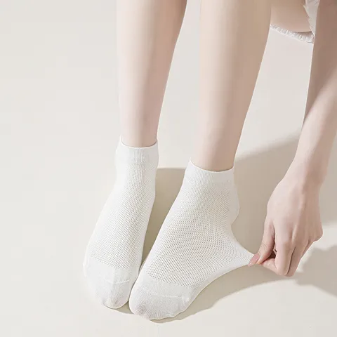 Chaussettes Courtes d'Été Fines en Pur Coton 100% Respirantes en Maille Couleurs Bonbon Chaussettes de Bateau Confortables
