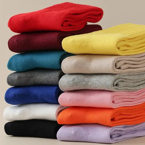 Women's Candy Color Mid-Calf Socks Spring Autumn Solid Color Cotton Casual Fashion Long Socks