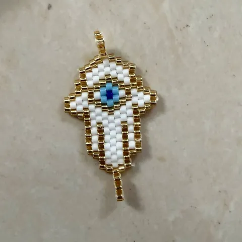 Ciondoli in Vetro Miyuki Intrecciati Mano di Hamsa Malocchio per Creazione Gioielli Fai-da-te Bracciale Collana Accessori