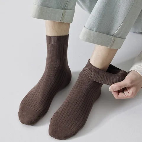 Herren Business Gekämmte Baumwolle Crew Socken Einzigartig Gerippt Atmungsaktiv Schweißableitend Lässig Socken