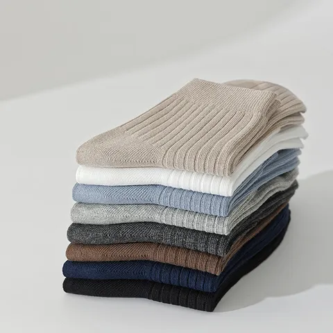 Herren Business Gekämmte Baumwolle Crew Socken Einzigartig Gerippt Atmungsaktiv Schweißableitend Lässig Socken