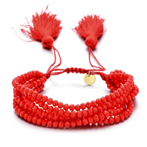 Pulsera Ajustable con Borlas Multicapa de Cuentas de Vidrio Hecha a Mano Pulsera de Hilos Geométrica Dulce para Mujeres Hombres Parejas Joyería de Mano