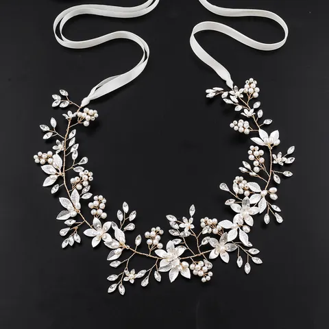 Handmade Pearl Rhinestone Bridal Headband Gold Silver Wire Hair Vine Wedding Hair Accessories For Women Jewelry Headpiece