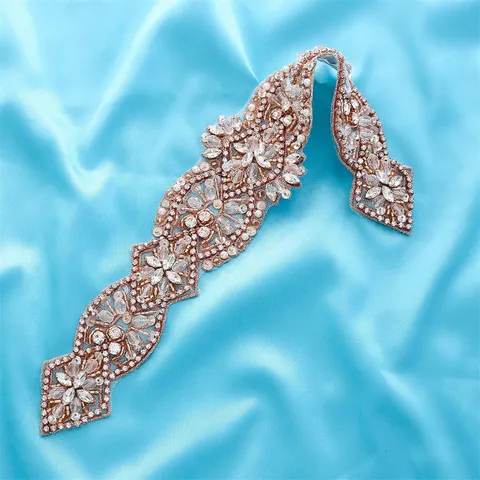 Bridal Rhinestone Belt Handmade Crystal Applique Wedding Dress Sash Belt Silver Gold Rose Gold Accessories For Women