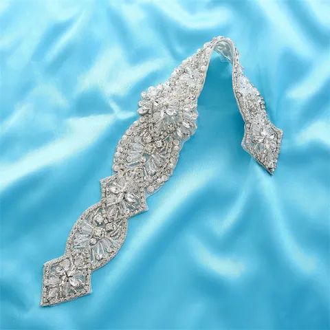 Bridal Rhinestone Belt Handmade Crystal Applique Wedding Dress Sash Belt Silver Gold Rose Gold Accessories For Women