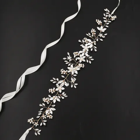 Handmade Pearl Rhinestone Bridal Headband Gold Silver Wire Hair Vine Wedding Hair Accessories For Women Jewelry Headpiece