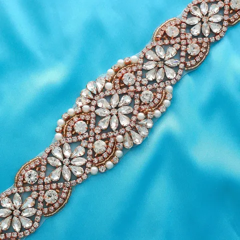 Bridal Rhinestone Applique Belt Wedding Dress Crystal Waist Band Handmade Sparkly Belt Sash For Women Party Jewelry