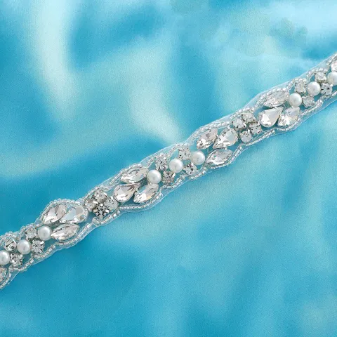 Handcrafted Rhinestone Crystal Bridal Belt Wedding Dress Sash Applique For Women Party Apparel Accessories