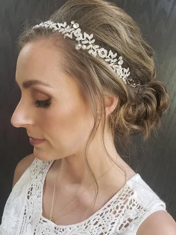 Bridal Wedding Hairband Rhinestone Artificial Pearl Floral Hair Accessories Alloy Headpiece For Women