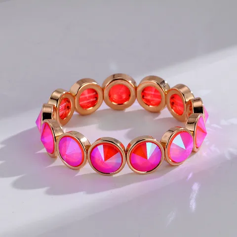 Bohemian Alloy Rhinestone Elastic Strand Bracelet Multicolor Geometric Crystal Beaded Hand Bangle For Women Daily Gift Jewelry