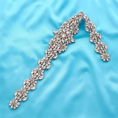 Rhinestone Applique Bridal Belt Crystal Wedding Dress Sash Sparkly Trim For Women