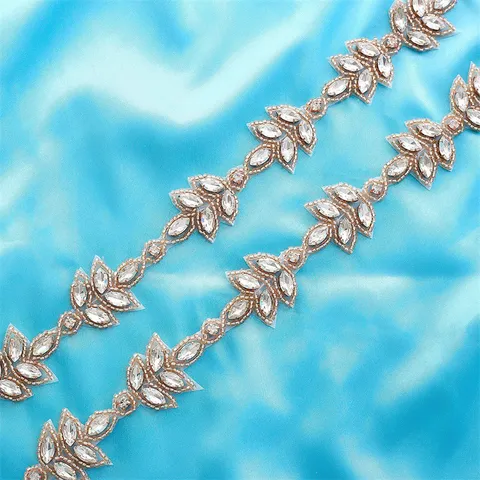 Rhinestone Belt For Wedding Dress Bridal Waist Band Crystal Leaf Applique Gold Silver Rose Gold Women Accessories