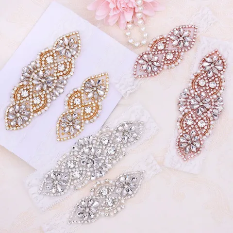 Women Wedding Bridal Lace Garter Set Artificial Pearl Rhinestone Leg Band Elegant Bride Thigh Garter Accessories