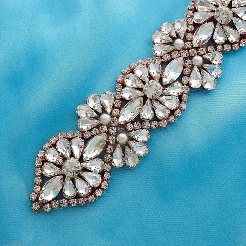 Bridal Rhinestone Applique Wedding Dress Belt Handcrafted Crystal Rhinestone Trim Sash For Wedding Party Women Accessories