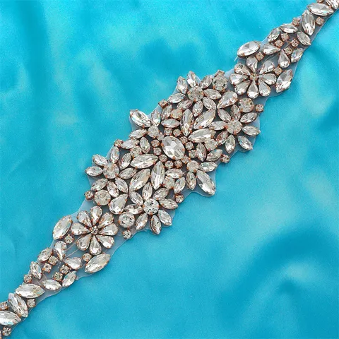 Bridal Rhinestone Waist Belt Wedding Dress Crystal Applique Handcrafted Sparkling Belt For Women Party Accessories