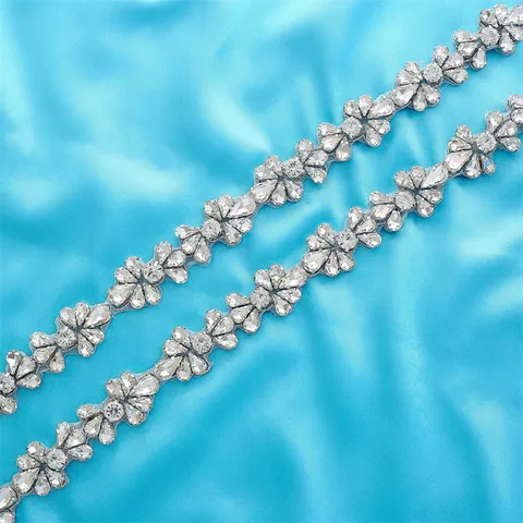 Bridal Rhinestone Belt Applique Crystal Wedding Dress Waistband Handmade Sparkly Diamante Trim Accessories