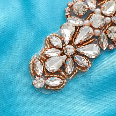 Exquisite Bridal Rhinestone Applique Crystal Bead Trim For Wedding Dress Belt DIY Sewing Garment Accessories