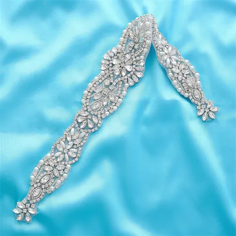 Bridal Rhinestone Belt Wedding Dress Waist Band Crystal Artificial Pearl Applique Sash For Women Wedding Party