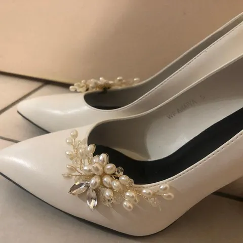 Handmade Artificial Pearl Rhinestone Shoe Clips Alloy Flower Shoe Buckles For Wedding Bridal High Heels Fashion Decor