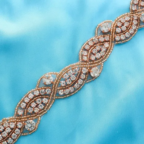 Rhinestone Bridal Belt Applique Wedding Dress Waist Band Crystal Trim Sewing Patch DIY Fashion Accessories