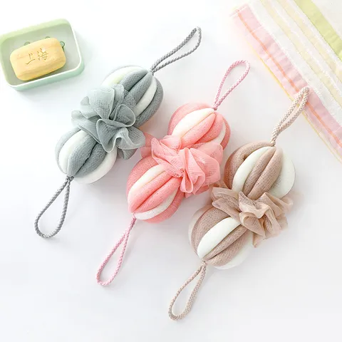 Langer Nylon Duschschwamm Mesh Luffa Schrubber für Körperwäsche und Peeling Mit Aufhängeband Badezimmer Zubehör