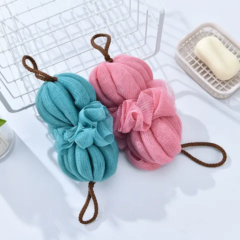 Grande Éponge de Bain en Maille Pouf Gommage Avec Cordon de Suspension Nylon Corps Exfoliant Boule de Bain Pour Douche