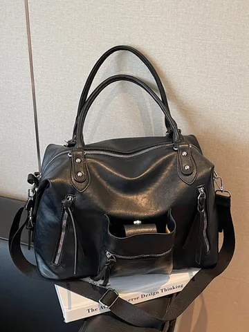Grote Capaciteit PU Leren Tote Bag Waterdicht Woon-werkverkeer Schoudertas Casual Reistas Handtas Voor Vrouwen Mannen