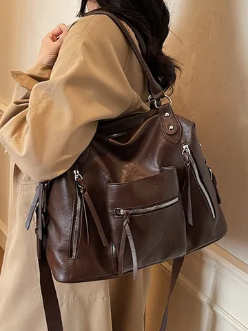 Grote Capaciteit PU Leren Tote Bag Waterdicht Woon-werkverkeer Schoudertas Casual Reistas Handtas Voor Vrouwen Mannen