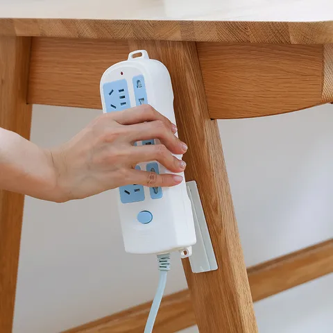 Self Adhesive Power Strip Holder Wall Mounted Punch Free Socket Bracket Plastic Multi Functional Cable Organizer Storage