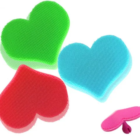 Heart Shaped Silicone Facial Cleansing Brush Soft Bristles Exfoliating Scrub Brush For Face Cleaning Makeup Removal Bath