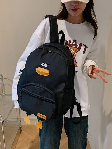 Zaino Scolastico da Donna in Stile Coreano con Anatra Cartoon Zaino in Nylon Carino Borsa da Viaggio per Studenti Casual