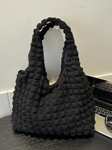 Damen Casual Große Kapazität Plissierte Umhängetasche Weiche Polyester Tasche Einfarbig Unterarmtasche Tägliche Handtasche
