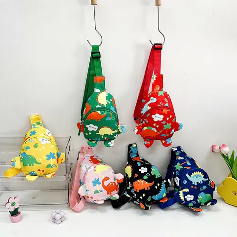 Kids Cartoon Dinosaur Chest Bag Cute Toddler Crossbody Bag Nylon Casual Travel Small Messenger Bag For Boys Girls