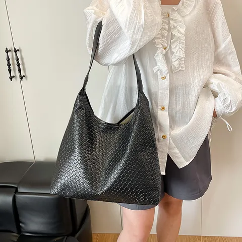 Gewebte PU Leder Tragetasche Für Frauen Große Kapazität Lässige Umhängetasche Mode Urban Commuter Handtasche Hobo Bag