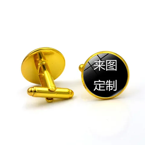 Vintage Round Alloy Glass Cabochon Cufflinks For Men Business Suit Shirt Formal Banquet Party Jewelry Accessory
