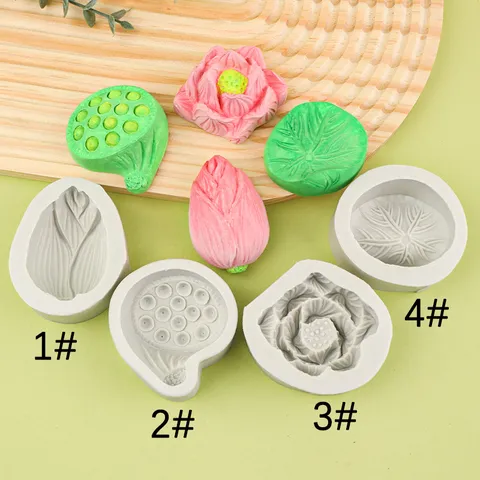 Lotus Flower Seed Pod Leaf Silicone Mold For Cake Decorating Fondant Chocolate Mousse Baking Jelly Mooncake DIY Crafting Supplies