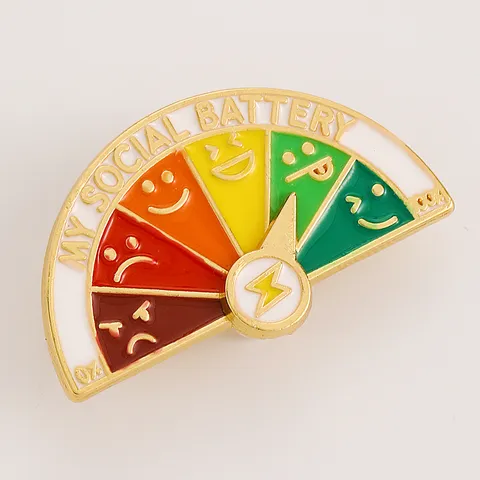 Social Battery Slider Enamel Pin My Mood Indicator Interactive Alloy Brooch Fun Creative Jewelry For Clothes Backpack