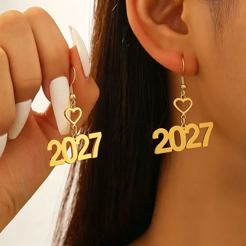 2026 Neujahr Nummer Ohrhänger Für Damen Mode Legierung Strass Herz Stern Anhänger Ohrringe Frohes Neues Jahr Schmuck