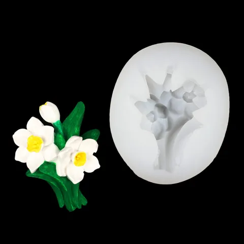 Narcissus Flower Silicone Mold For Car Diffuser DIY Plaster Resin Craft Cake Fondant Baking Accessory Floral Design Mold
