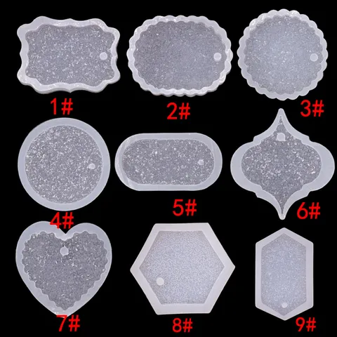 Silikonharz Formen Für Schmuckherstellung Diamant Textur Anhänger Formen Rund Oval Herzform DIY Kristall Epoxy Casting Formen
